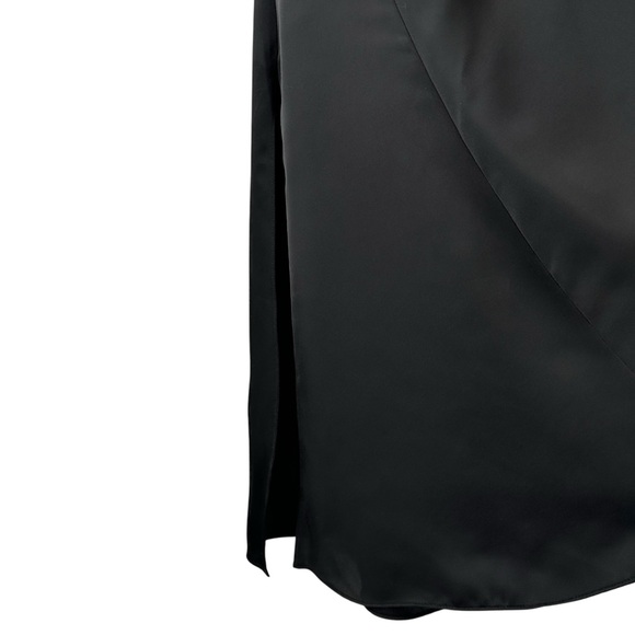 All Saints Amos Black Satin V-Neck Sleeveless Side Slit Evening Maxi Dress sz S - Picture 7 of 11
